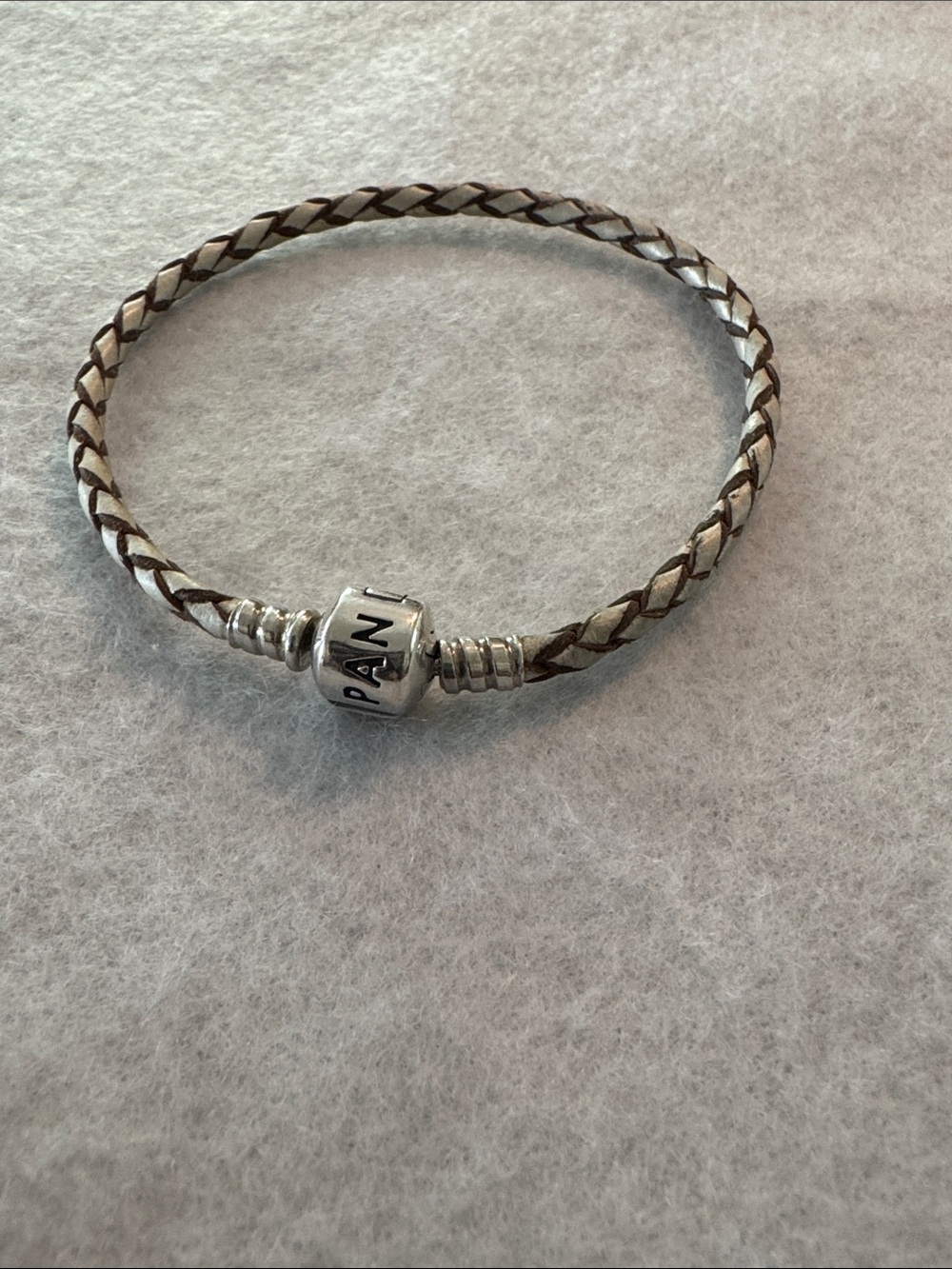 Pandora White Braided Leather Bracelet